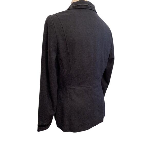 Size 44 (12) Feraud Black Womens Blazer Jacket Braided Trim Vintage Wool Blend - Picture 11 of 12
